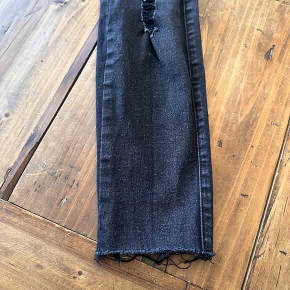 Judy Blue Jeans Size 5/27 Skinny Cropped Ultra Distressed Raw Hem Black Stretch - Picture 5 of 16